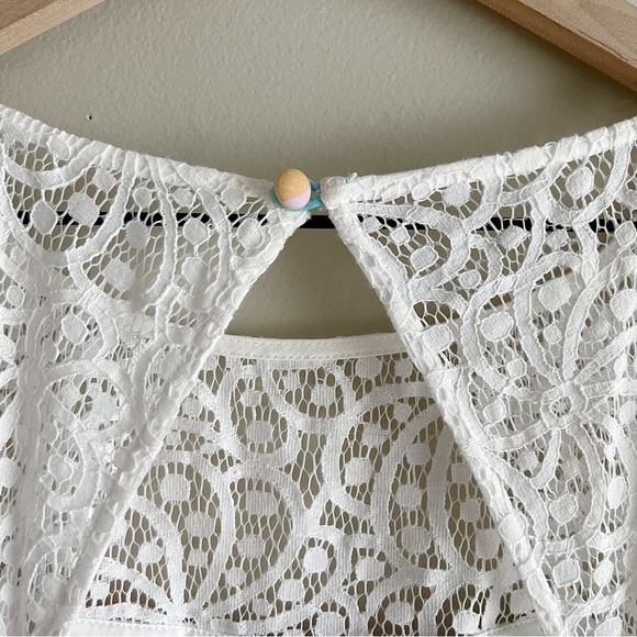 Lilly Pulitzer Morrison Lace Overlay Sleeveless Dress Cutout Back Pink Blue Sz 8 - Picture 11 of 14